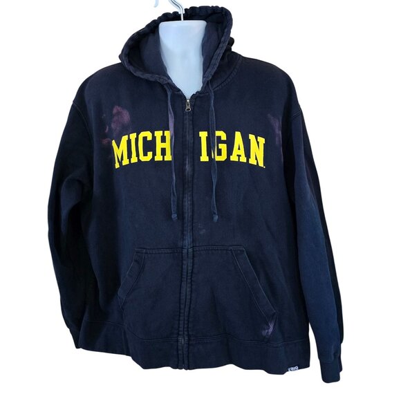 Vintage Michigan Zip-Up Hoodie With Pockets distressed unique wolverine gear - Picture 3 of 11